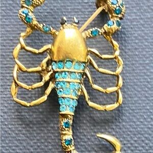 Gold and Blue Scorpion Brooch